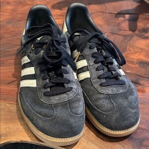 Adidas Men's Samba OG Black/White/Gold Suede Sneakers